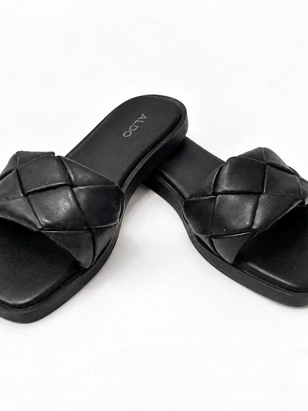ALDO Black Woven Slide Sandals